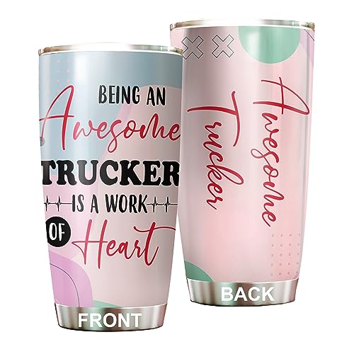 MEDROC Awesome Trucker Tumbler Stainless Steel 20oz, Funny Trucker Gifts Bulk For Birthday Christmas, Trucker Gifts For Men Women Office Coworker Driking Coffee Cup Humor