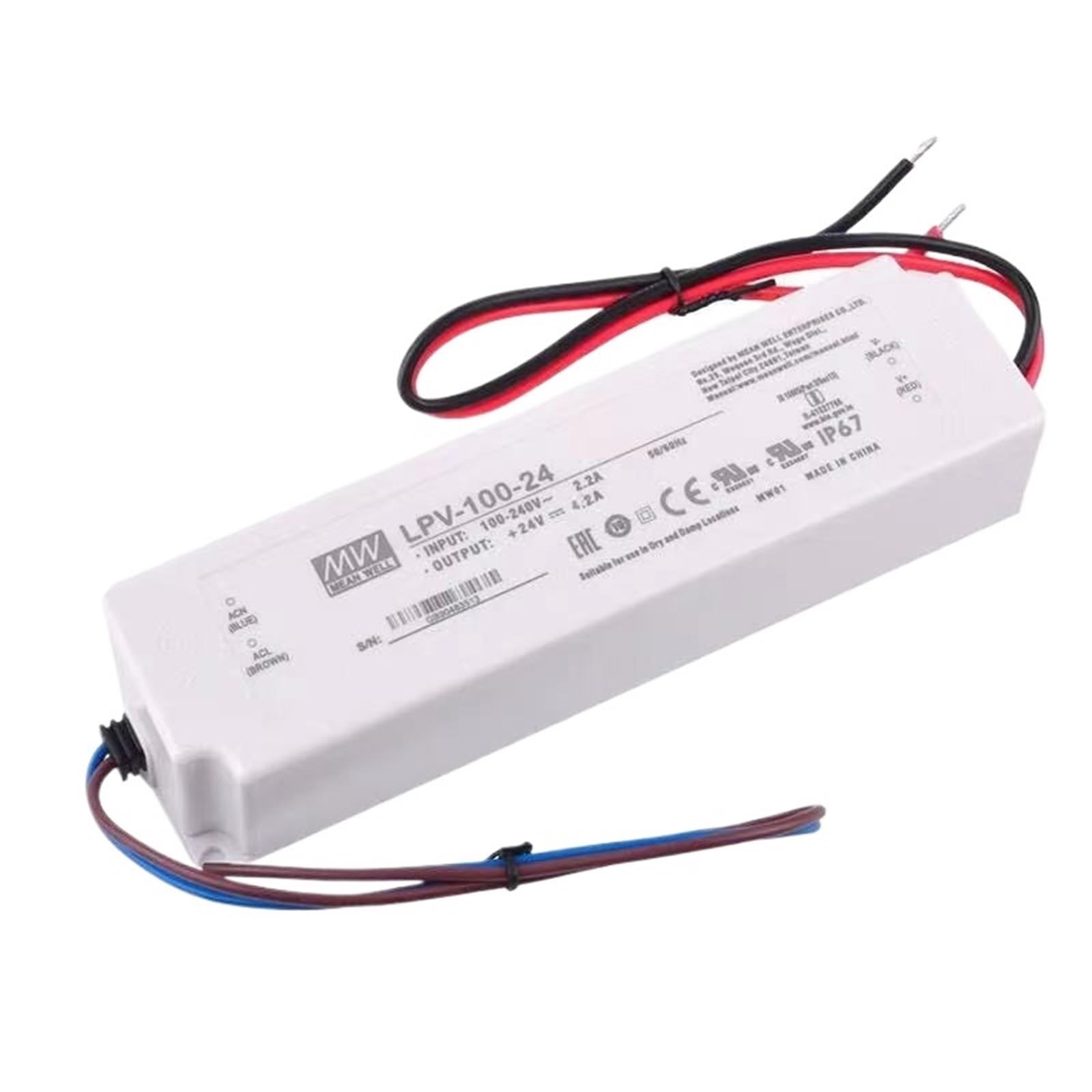 FCARUMIQP LPV-100-24 24V4.2A Single Output Switching Power Supply Waterproof Led Driver Constant Voltage IP67