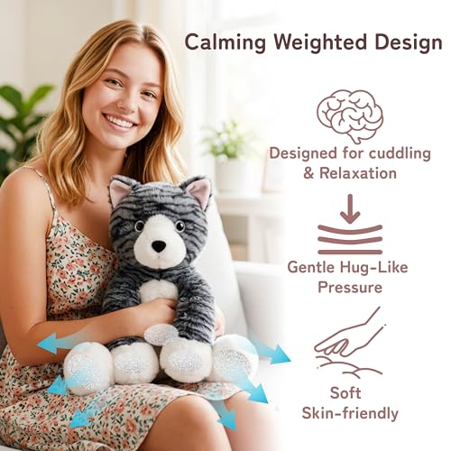 Image of Niuniu Daddy Weighted Stuffed Animals, 14 in 3.5 lbs Cat Plush Toy Lap Pad