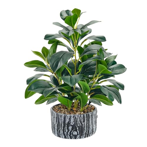 Der Rose 17” Fake Plants Artificial Plants Indoor with Black and White Striped Pots for Room Home Bathroom Bedroom Kitchen Decor