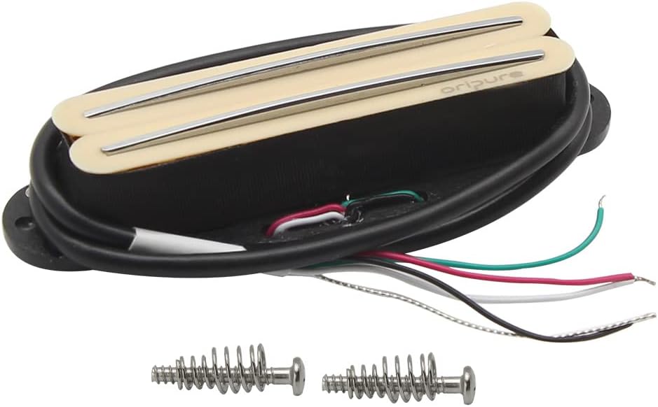 OriPure Hot Dual Rail Pickups Alnico5 Single-Coil-Sized Humbucker 10-11K Fit ST/SQ Style Electric Guitar, Cream
