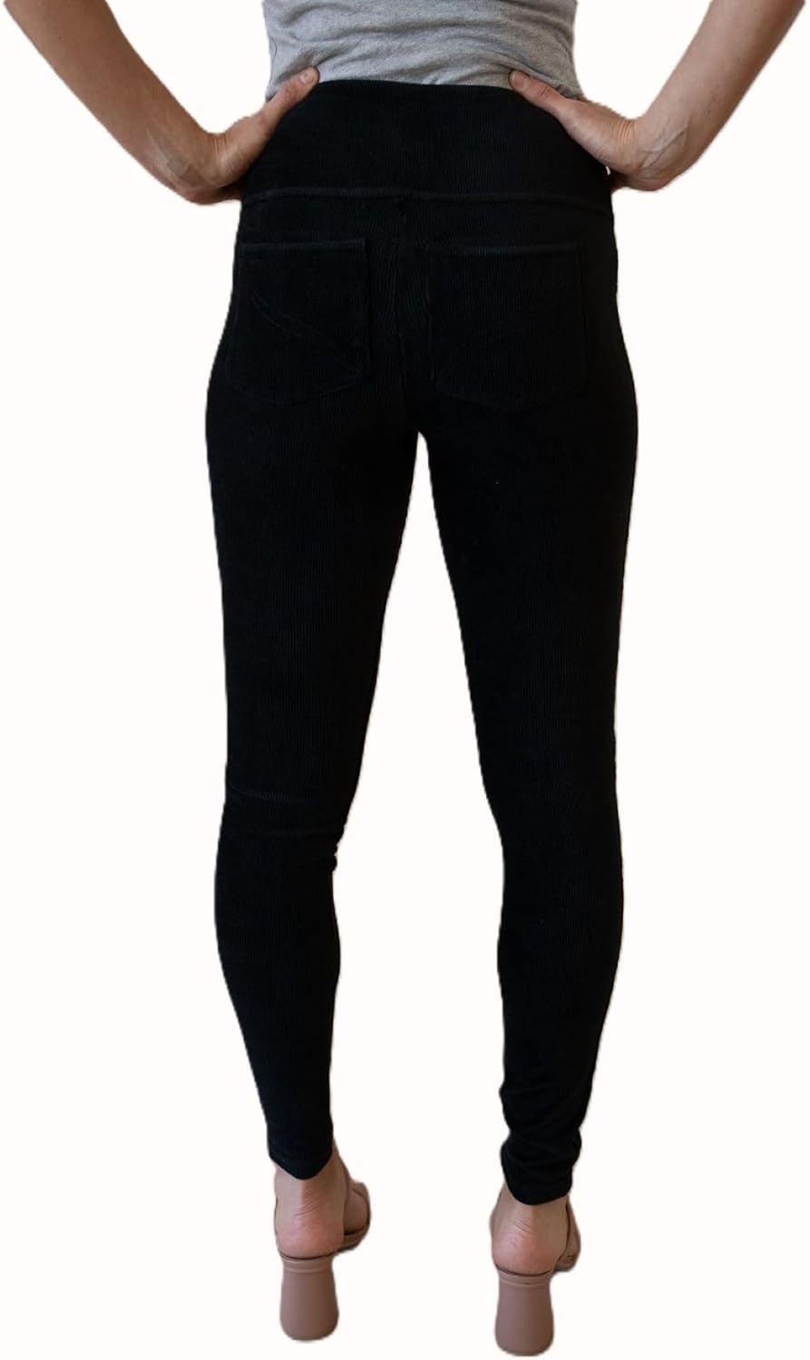 INTRO. Women's Tummy Control High Waist Knit Corduroy Legging with Pockets - Image 4