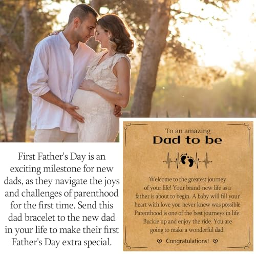 New Dad Gifts for Men, First Time Parents Gift Dad to Be Gift for Father's Day Birthday Christmas, Leather Bangle Bracelet for Daddy Him Husband2