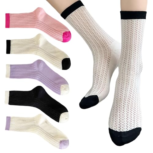 Women's Supple Relaxed Mesh Ankle Socks Summer Light Thin Candy Contrast Color Knit Cotton Socks - Main Image