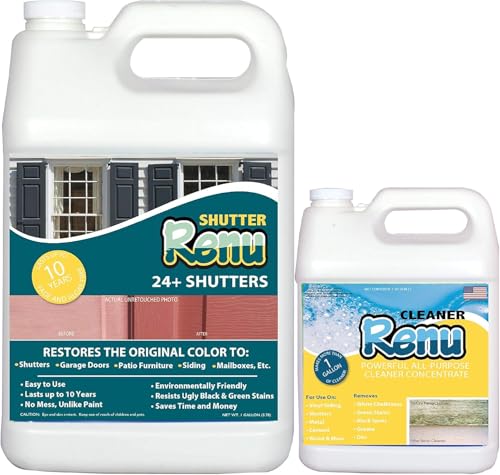 Premium Restorer-Restores Original Color & Rejuvenates Faded Shutters, Patio Furniture, Doors & More | Eco-Friendly |Lasts 10 Yrs.| Includes Powerful Cleaner | Gallon Kit