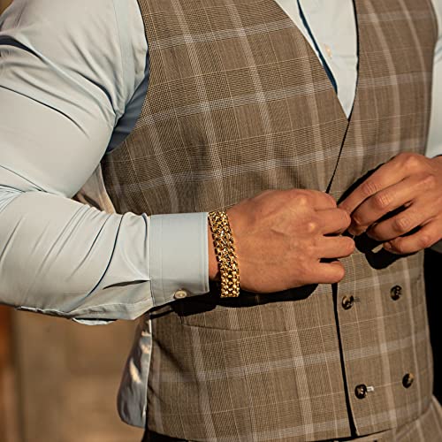 LIFETIME JEWELRY 18mm Wide Brick Bracelet for Men and Teen 24k Real Gold Plated3