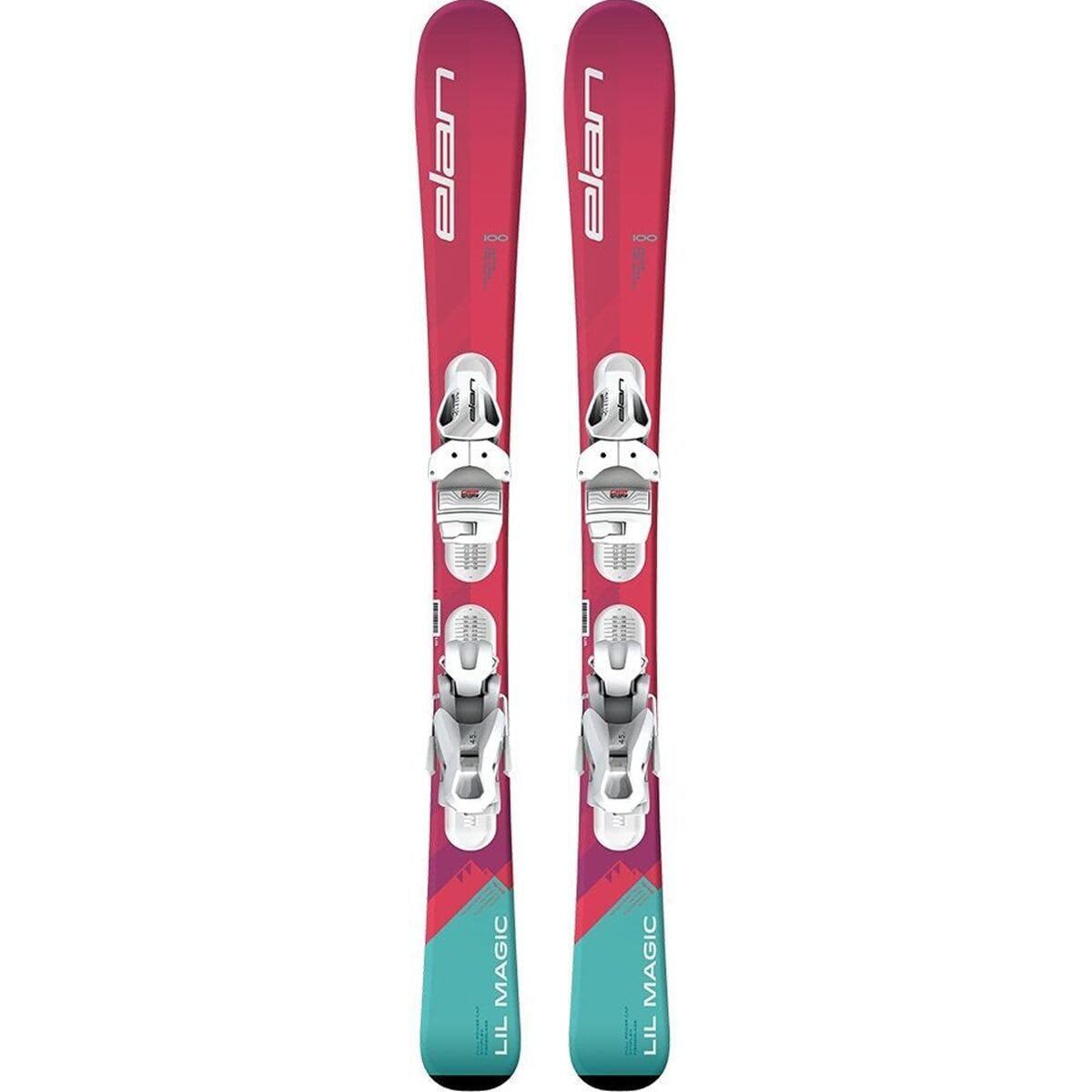 Elan Kids Girl's skis ELAN Lil Magic with EL4.5 GW System Size Adjustable bindings on Track on skis