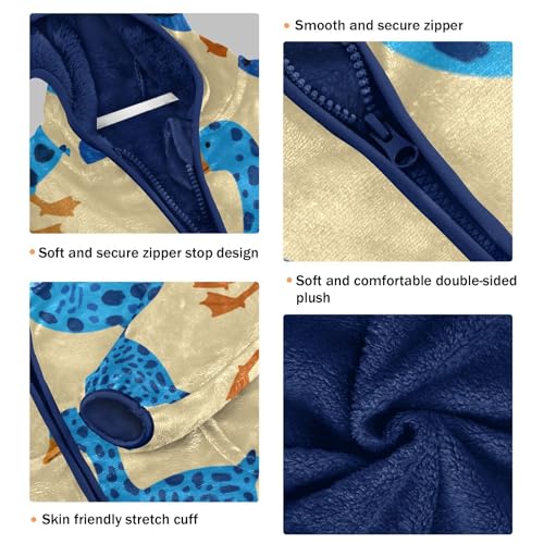 Blue Dot Ducks Toddler Fleece Jacket Girl Boys Hooded Fleece Jacket Coat Warm Outwear Zip-up 3-10T3