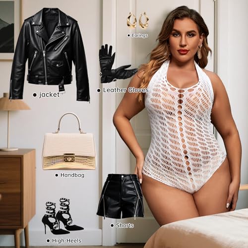 Image of Nimiah Sexy Exotic Fishnet Bodysuit - Plus Size Lingerie Teddy for Women One Piece Babydoll Fits Size 0-18
