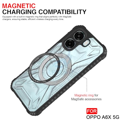 Image of AESTMO Hybrid Shockproof Back Cover Case for Oppo A6X 5G Compatible with MagSafe | Hard Back Case Cover for Oppo A6X 5G (PC & TPU, Translucent Back, Black Sides)