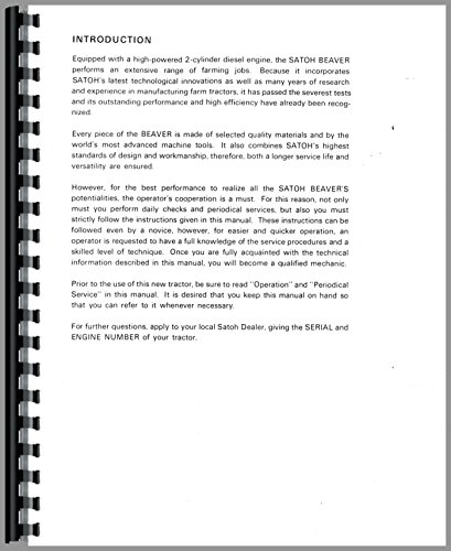 Operators Manual Satoh S370 Diesel Tractor      Plastic Comb – January 1, 2014