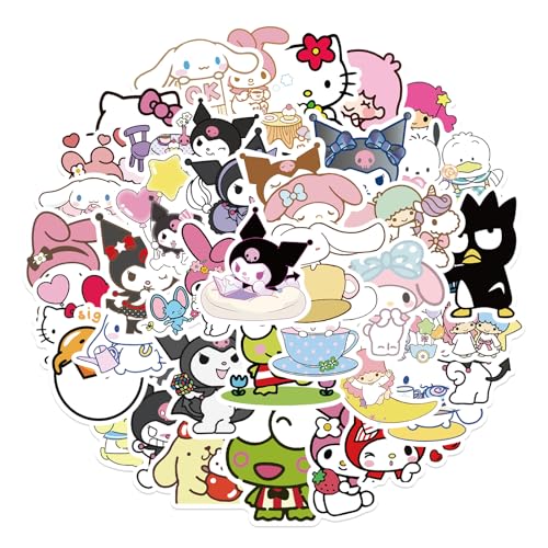 XIAOQINGXIN 50PCS Sanrio Vinyl Stickers for Cell Phones and Water Bottles.