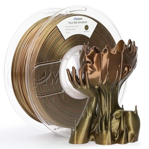 Image of AMOLEN PLA Filament 1.75mm,Silk Pla Aged Brass Gradient, 3D Printer Filament 1.75mm for 3D Printing Dimensional Accuracy ±0.02mm for Most 3D Printer 1KG(2.2lbs)