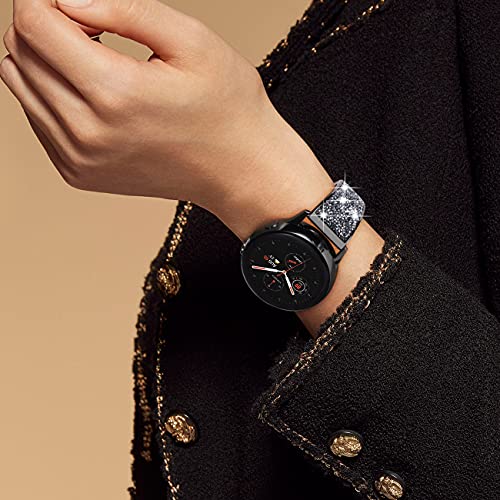 Image of NewWays Galaxy Watch 5 Band 40mm 44mm Galaxy Watch 4 40mm 44mm 42mm 46mm, 20mm Stunning Crystal Bracelet with Quick Release Pin for Galaxy Active 2, Galaxy Watch Smartwatch 42mm, Crystal Black