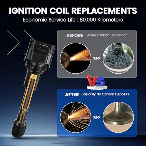 Image of Set of 6 Ignition Coil UF617 Compatible with INFINITI Q70 Q70L QX50 QX70 Q40 Q50 Q60 EX37 FX37 FX50 G37 M37 M56 370Z 3.7L 5.0L 5.6L V6 V8 Replacement for 22448EY00A 22448-EY00A UF-617