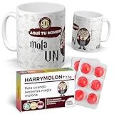 Pack taza + caramelos Harry Potter | Taza Personalizada con Texto. Regalo Original. Taza Harry. Tu Nombre molas un Huevo. Personalizada Nombre o texto
