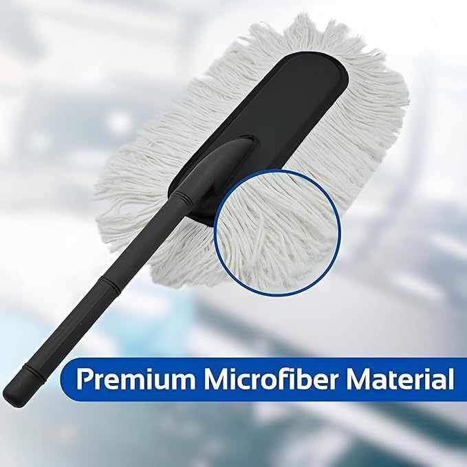 Image of Car Duster Microfiber Brush | Shine & Dust Removal Cleaning Brush | Duster for Cars, SUVs & All Vehicles - White