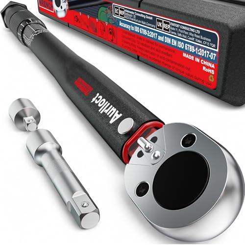 Image of Aurlloct 1/2" Drive Click Torque Wrench Set, Torque Wrench Car 20-230 Nm, Wheel Torque Spanner with 3/8'' Adapter, ± 3% Accuracy for Truck, Car, Tire Replacement, and Motorcycle Car Maintenance