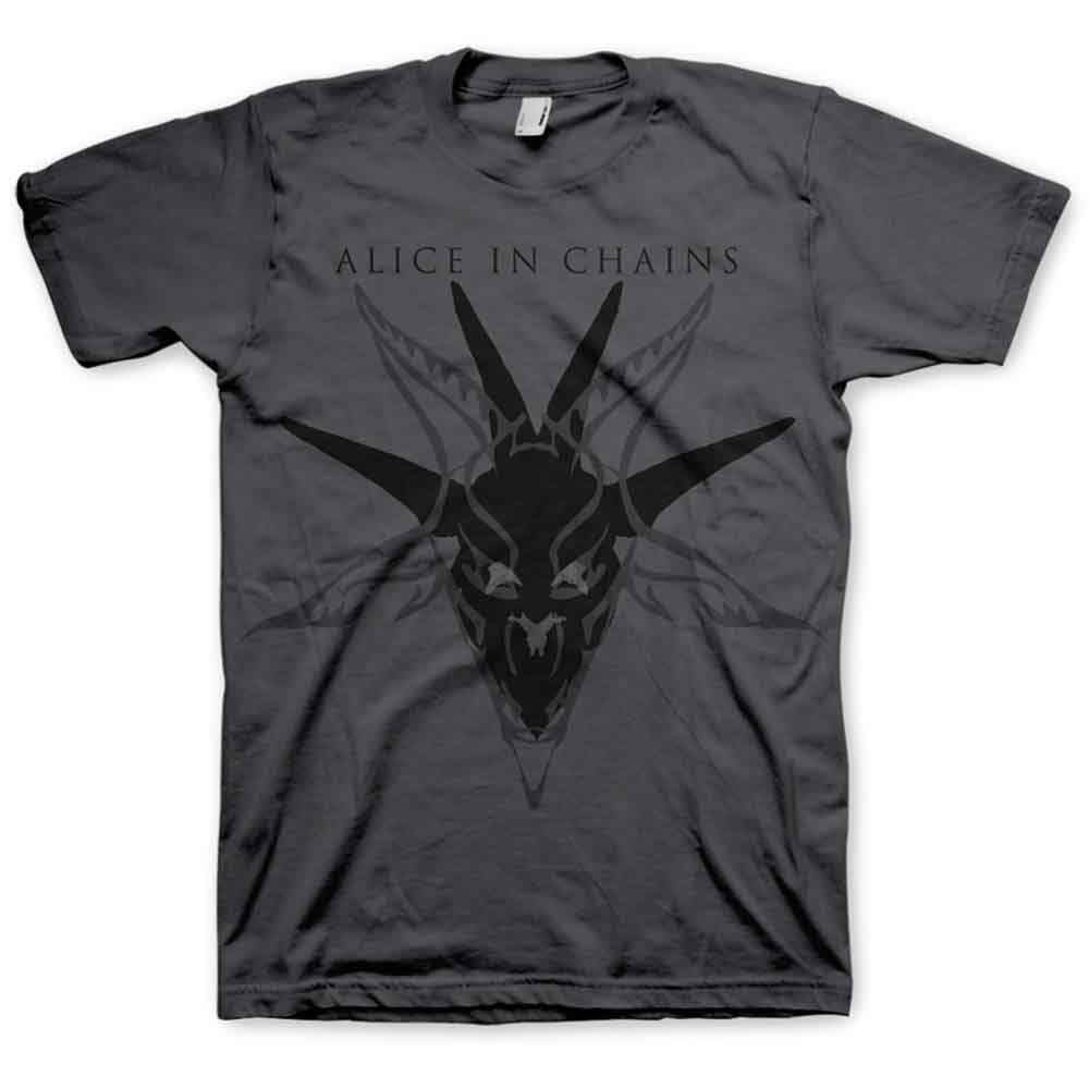 Alice In Chains Men's Skull Short Sleeve T-Shirt, Grey (Charcoal), X-Large