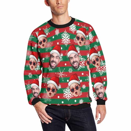 M YESCUSTOM Custom Sweatshirt for Men Personalized Face Ugly Christmas Funny Pullover Shirt Tops Casual Crewneck Sweatshirts