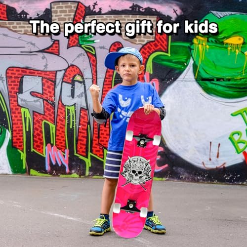 Image of Skateboards for Beginners Kids Boys Girls and Adults,31''x8'', 7-Layer Maple, Double Kick Concave, Fascinating Cool, Solid&Durable