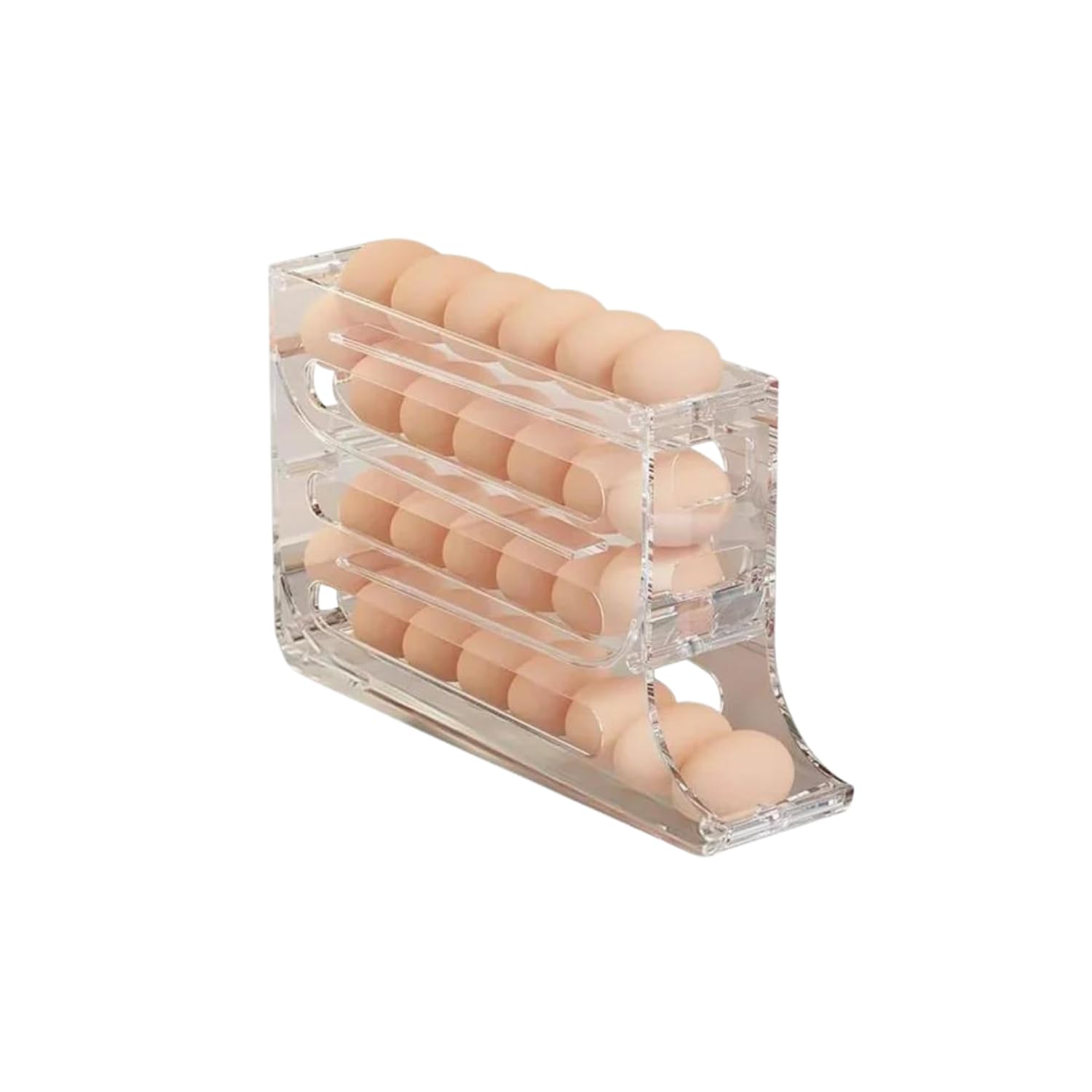 MAYLESS EGG HOLDER FOR FRIDGE, Auto Rolling Fridge Egg Organizer, Egg Rack For Refrigerator. (Clear)