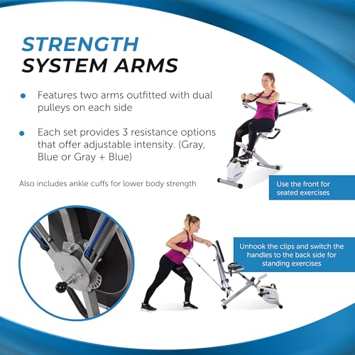 Image of Stamina Foldable Exercise Bike and Strength System With Smart Workout App and 250 Pound Weight Capacity for Home Workout, Gray | Smart Workout App and 250 Pound Weight Capacity for home workouts