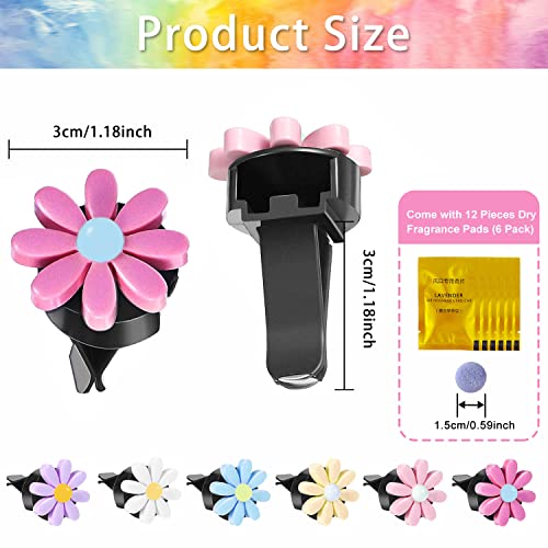 Image of 6 Pieces Daisy Flower Air Vent Clips Cute Colorful Flowers Air Vent Clips Car Interior Decor Charm with Dry Fragrance Pads for Girls Women Car Decoration Accessories