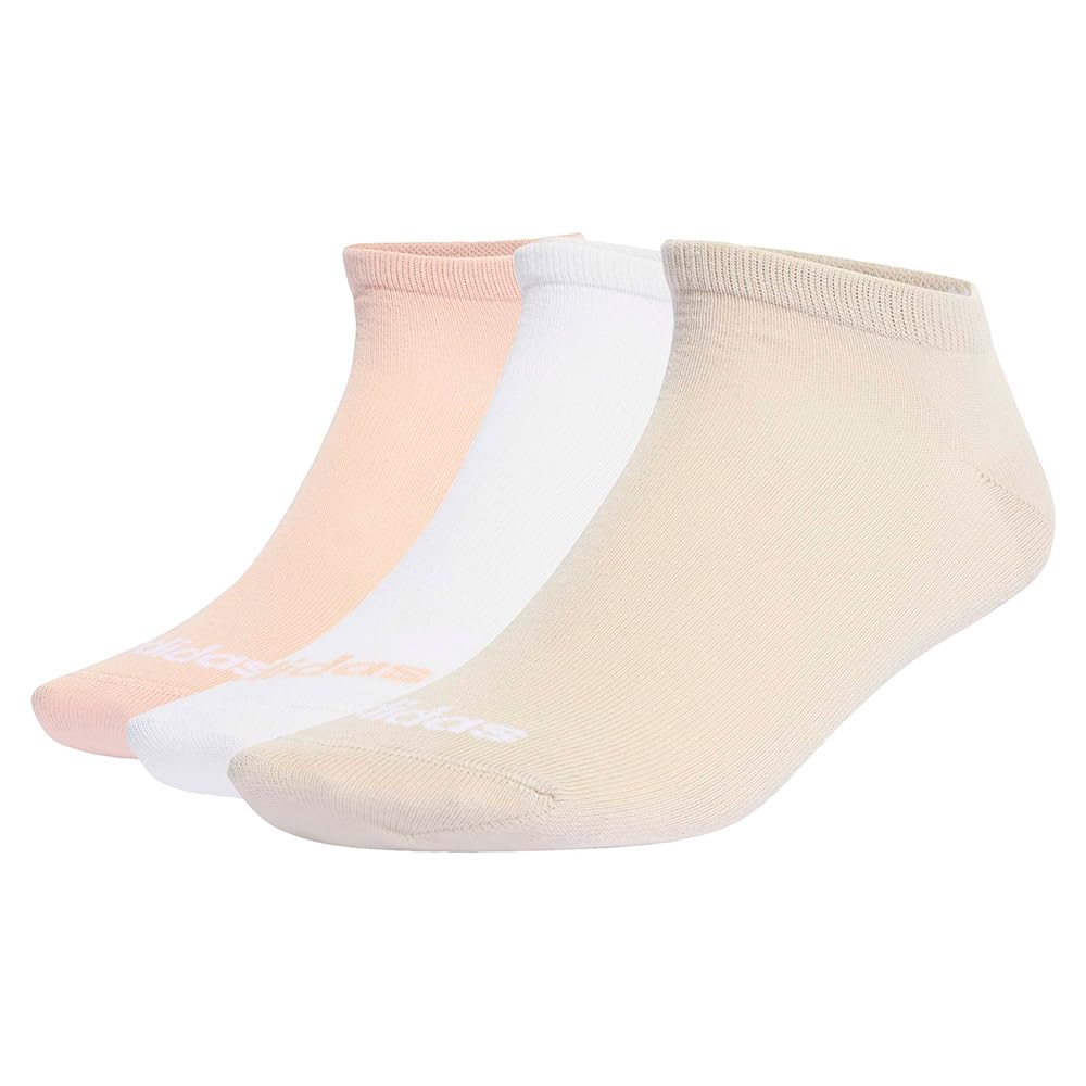 adidas Unisex Thin Linear Low-Cut Socks 3 Pairs, wonder alumina/blush pink/white, 6.5-8