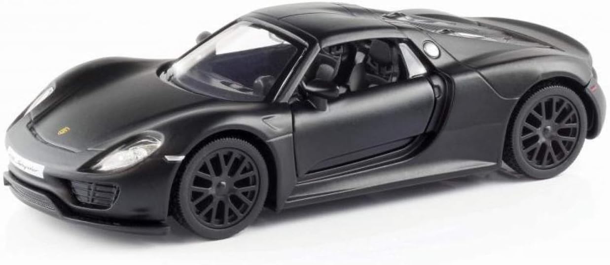 RMZ City Die Cast Black Classic 918 Spyder Scaled Model Car - Features Opening Doors