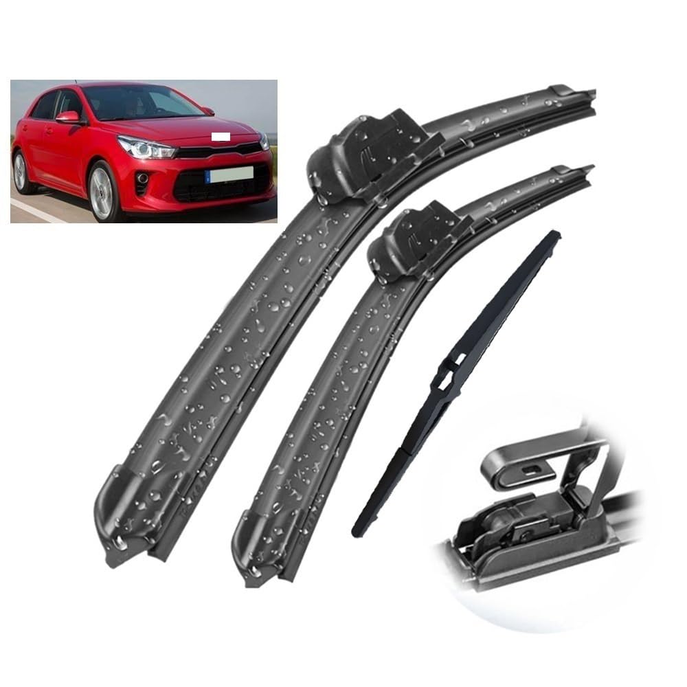 Essuie-Glace Avant Arrière Kia Rio 4 2017-2023 - Jeu de Balais d'Essuie-Glace Plat 24" 16" 11"