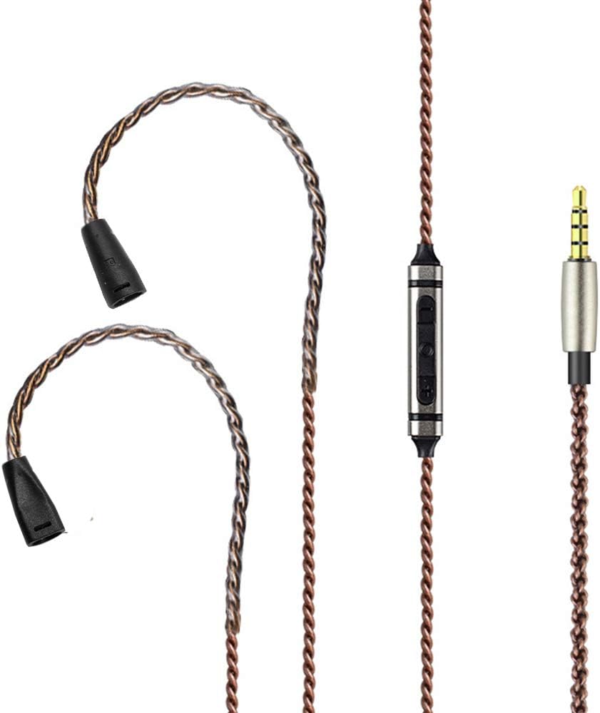 FAAEAL 1.2M OFC Earphone Upgrade Cable with MMCX/2 Pin Plug for SE215 315 425 535/For KZ ZST/ZSR/ZS10/AS10 KZ Earphone Cable Headphone Accessories (Cable for IE80 with Mic)