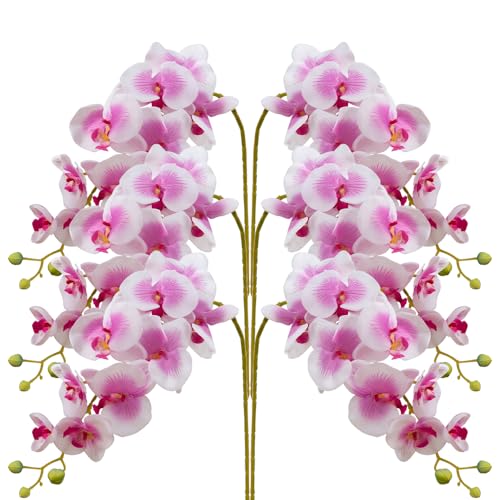 Orchideen Künstliche Blumen, 6 Blumensträuße, 95 cm, künstliche Phalaenopsis-Blumen für Heimdekoration für/Hochzeit/Weihnachten/Party/Gartenbüro-B