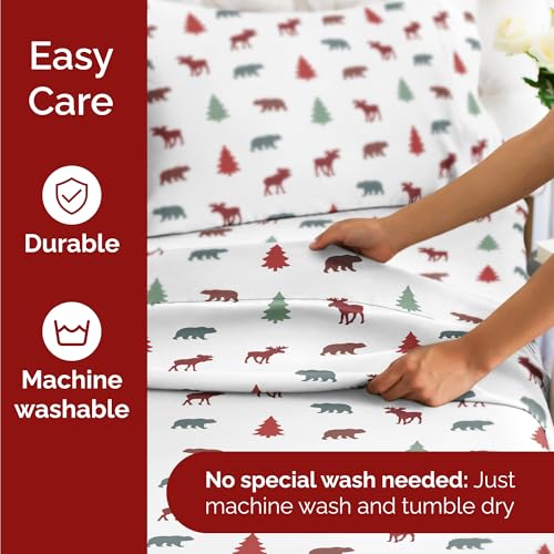 Twin Christmas Winter Animals Sheet Set - Holiday Xmas Pattern Bedding Set - Deep Pockets - Snug Fit - 3 Piece - Wrinkle Free - Cooling Comfy Festive Winter Holiday Sheets for Women, Men, Kids & Teens