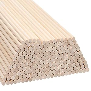 Belle Vous Natürliche Rundstab Holz Holzstäbe zum Basteln (200er Pack) – 18 cm – Extra Lange Unbearbeitete Holzdübel 5…