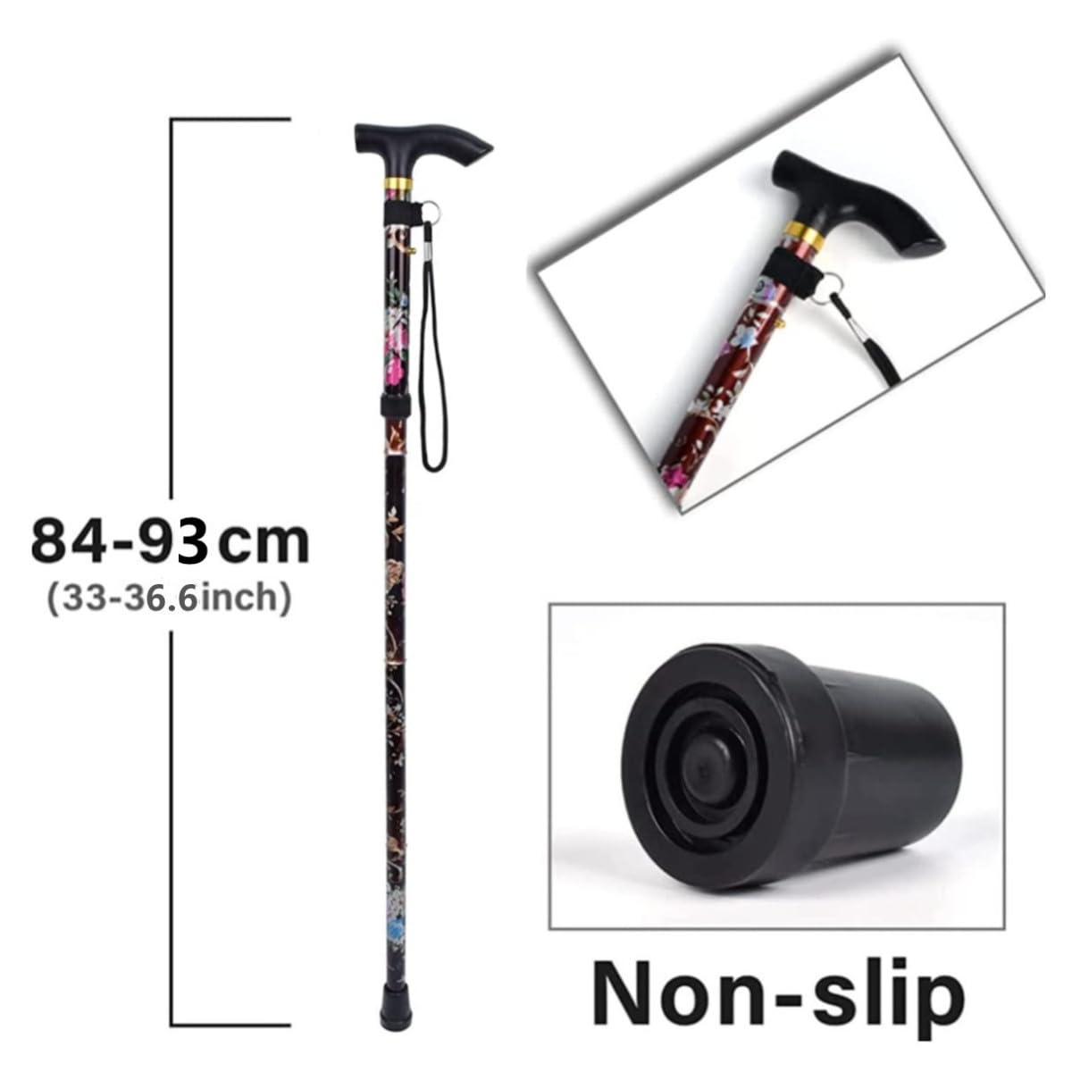 Damska składana laska do chodzenia, składana laska kwiatowa pałeczka kwiatowa luksusowy składany kij do chodzenia do chodzenia dla kobiet regulowana do nordic walking alpinizm narciarstwo trekking