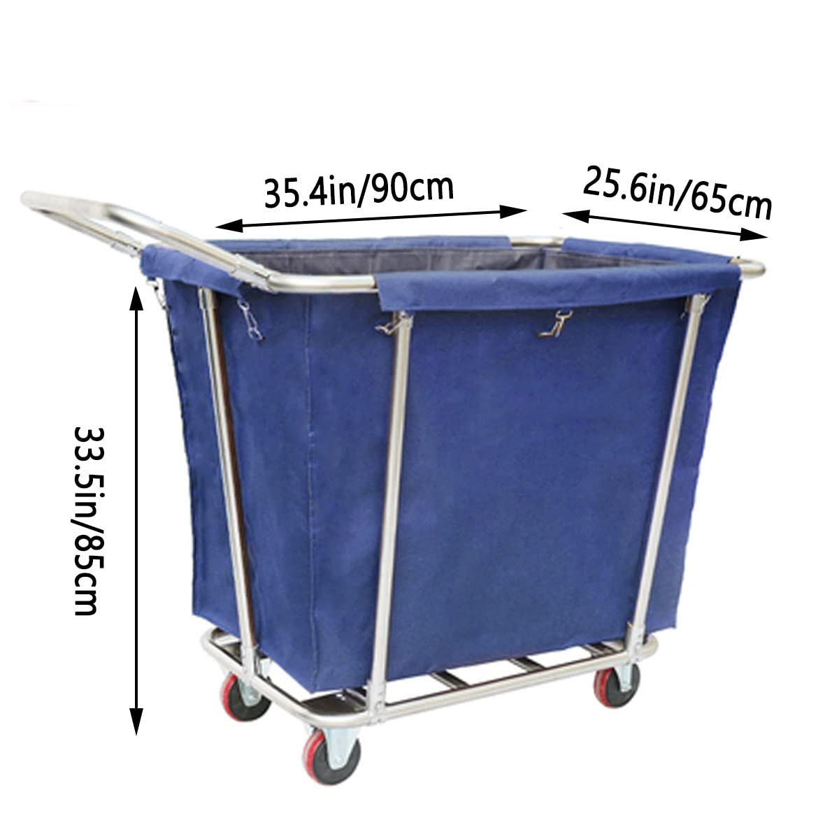 SDdPulse Carrito de lavandería de acero inoxidable resistente con ruedas – Cesta de lavandería comercial con bolsas extraíbles y asa – Cesta clasificadora móvil para uso doméstico y hotel, azul-C