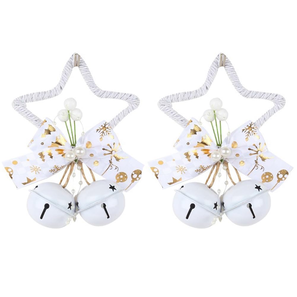 CTRLZS Christmas Festival Five-Pointed Star Metal Bell Accessory Pendant DIY Christmas Tree Pendant Bow Bell White