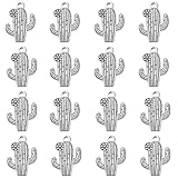40pcs Antique Silver Plated Desert Flower Cactus Charms Pendant DIY Bracelets Necklace Jewelry Makin