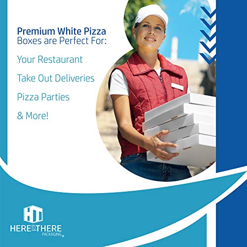 White Cardboard Pizza Boxes, Takeout Containers - 14 X 14 Pizza Box Size, Corrugated, Kraft – 50 Pack #TOP3