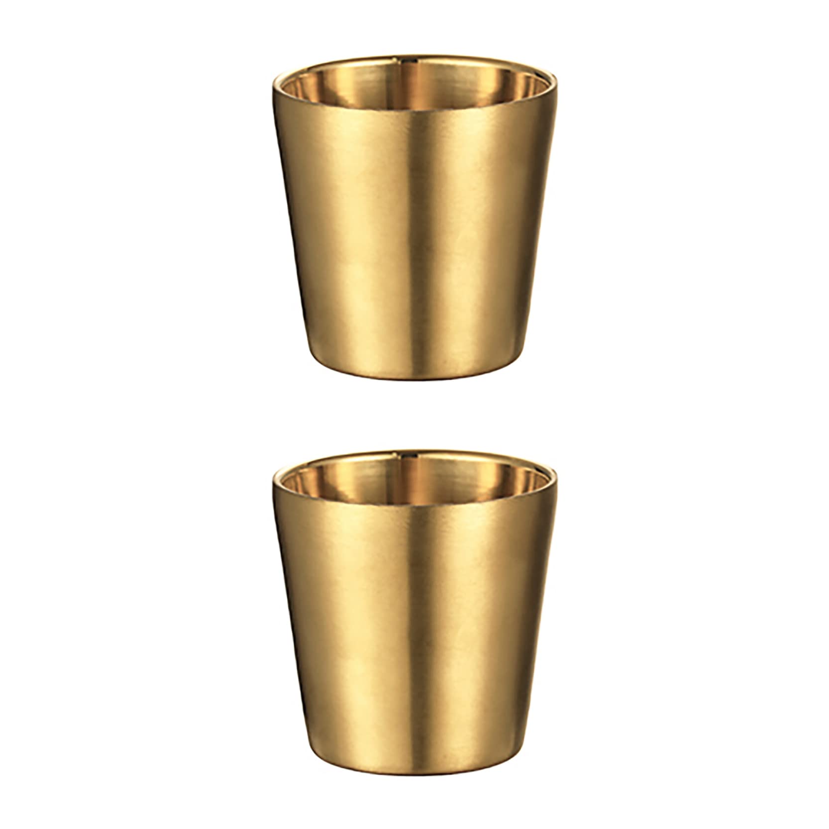 UPTALY 2 pcs Stainless Steel Cups (6 oz, Gold Color), Unbreakable Camping Mugs, Small Espresso Cup, Double Walled Latte Mugs, Shot Cups, Tumbler, Metal Shooters, Thicken Coffee Cups, Gold Tea Cup