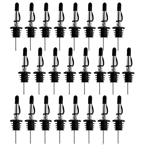 24PCS Liquor Pour Spout, Stainless Steel Bottle Pourers, With Dust Caps Olive Oil Spout, Suitable for About 3/4" Bottle Mouth