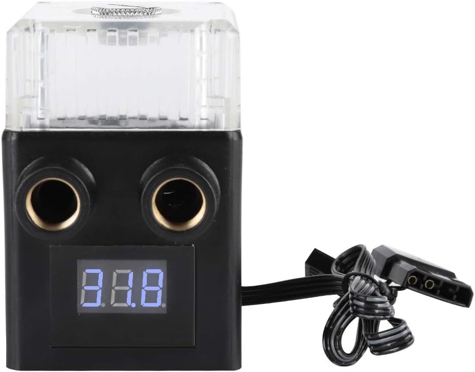 G1/4 Thread PC Water Cooling Pump With Temperature Display, 450L/H Integrated Water Pump, Ceramic Bearing, Three phase Motor, Large 4P D port, Support PWM Automatic Temperature Control