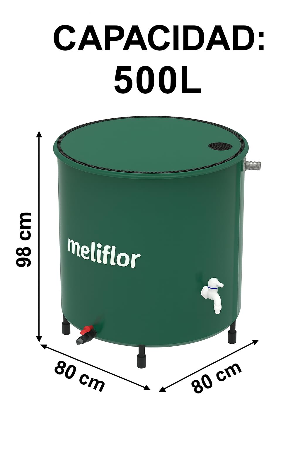 Depósito Flexible Meliflor. Contenedor Resistencia, para Almacenamiento o Recogida de Agua. (500L)