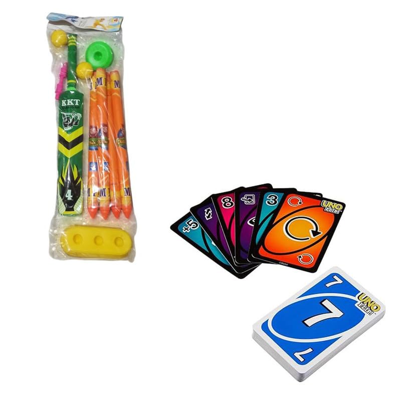 OLIFIN Plastic Swb Cricket Set for Kids, Bat with Stumps and Ball for Kids Green Flip Cards Game for Outdoor Camping– Double Sided Cards, Fun Game for Adult & Family (180 Cards, Pack of 2)