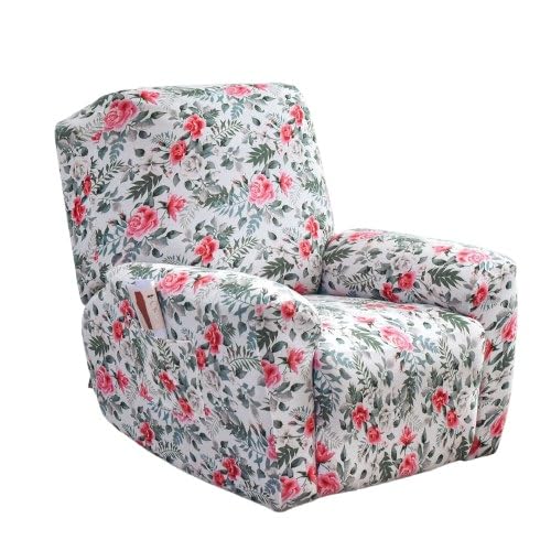 Funda para sillón reclinable de 3 plazas K con estampado floral y dobladillo elástico