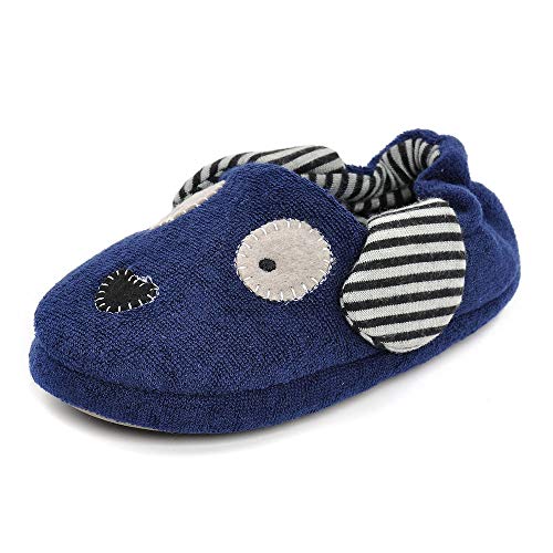Ksnrang - Zapatillas de Invierno para niños y niñas, diseño de Cachorro de Dibujos Animados, Antideslizantes, cálidas, para Interiores y Exteriores, Color Azul, Talla 27/28 EU