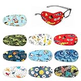 Iirlvior Augenschutz für Kinder, Cartoon-Design, wiederverwendbar, für Brille, buntes Augen-Patch, für Amblyopie und Strabismus, Augenabdeckung für rechte und linke Augen, 10 Stück
