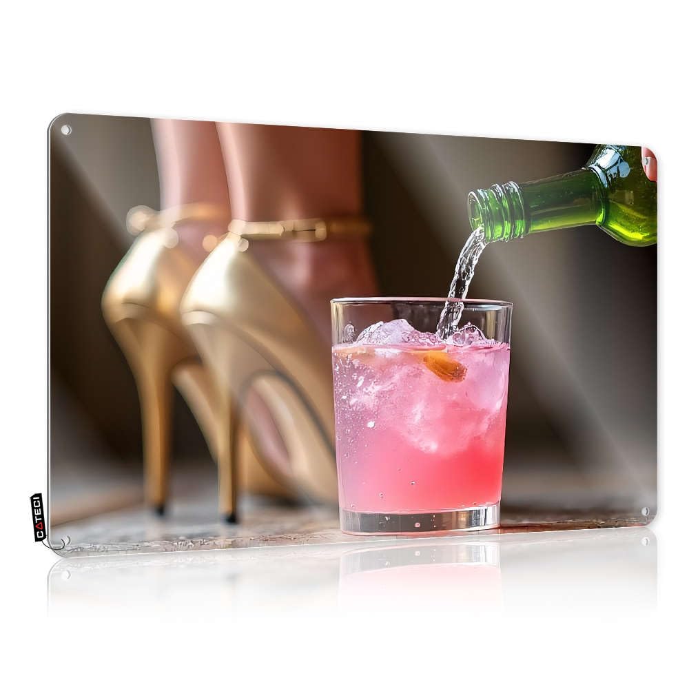 Sujd Colour Tin Sign Aesthetic Decaor Gift For Coworker Pouring A Refreshing Drink Into A Glass With Ice. - Vintage Wall Decor For Deck(30X40cm)