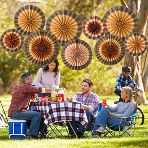 Image of Outus 9 Pcs Enchanted Forest Wood Grain Decorations Tree Ring Paper Fans